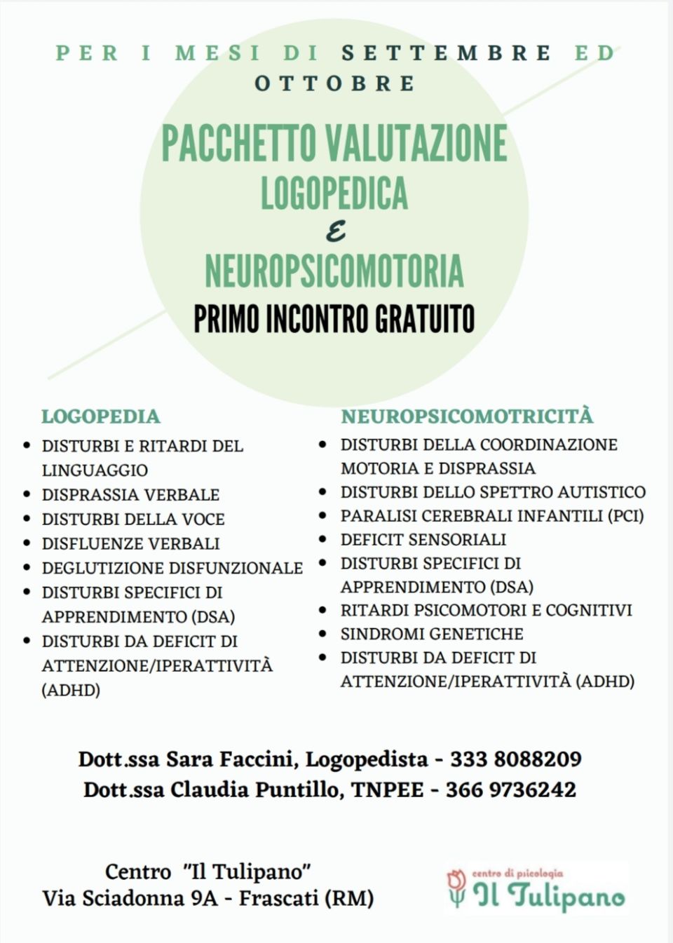 Pacchetto valutazione logopedica e neuropsicomotoria